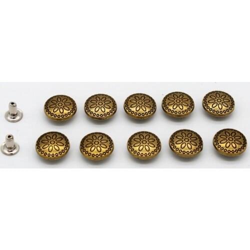 11mm Bronze Flower Pattern Polka Dot Bracelet Garment Rivets Cap Stud For Leather Craft Wallet Bag Hat Shoes Jeans Accessories