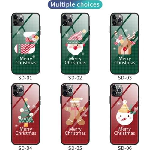 Cases For Iphone 11 12 Pro XS Max X Mini Cases For Iphone Merry Christmas Deer Tempered Glass Cover Mobile Phone Accessories