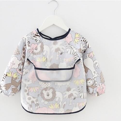 Baby Bandana Bibs Cute Colorful Cartoon Bibs Waterproof Infant Eating Children Drawing Long Sleeve Apron Baby Self Feeding Bib