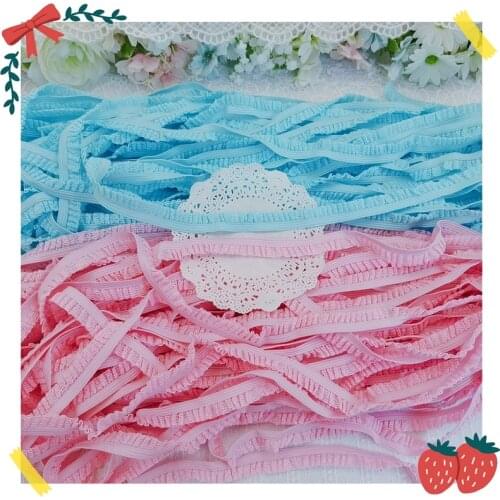 10Yards Pink Blue Elastic Lace Band Brief Lingerie Lace Ribbon Trim Sewing 14mm Width DIY Garment Underwear Accessories New