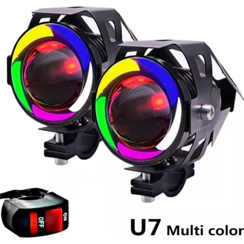 125W Motorcycle Angel Eyes 5inch U7 LED Headlight DRL Spot Head Lamp Front Lights Bulb Bicycle Motorbike Car Worklight Fog Light