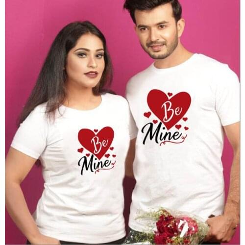 Valentine Day Couple T Shirt Be Mine Couples Love T-Shirts Women Men Short Sleeve TShirts Tops Lover Tee Valentines Day Gift