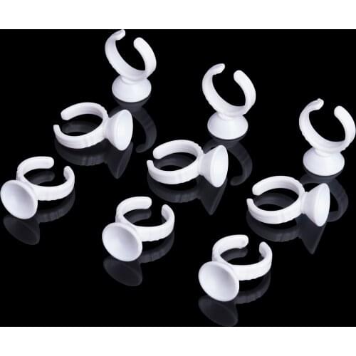 1000pcs Disposable Glue Ring White Plastic Glue Ring Holder Eyelash Extension Tools Accessories