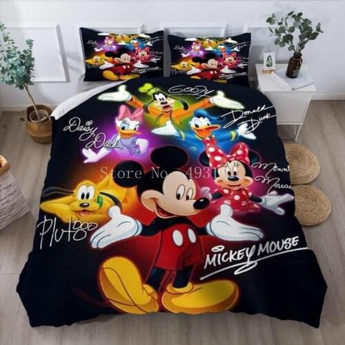 Disney Minnie Mickey Mouse 3D Bedding Set Twin Single Queen King Size Cartoon 3D Printed Duvet Cover Set 2/3pcs
