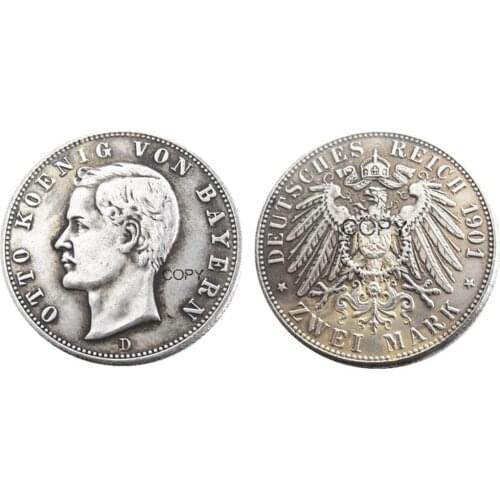 Germany Bavaria 2 Mark 1901 Silver Plated Copy Coins