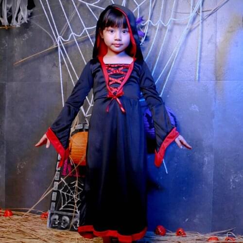 Red Black Gothic Princess Costume Christmas Party Dress Up Props Halloween Fancy cosplay Dress child costume Free Shipping
