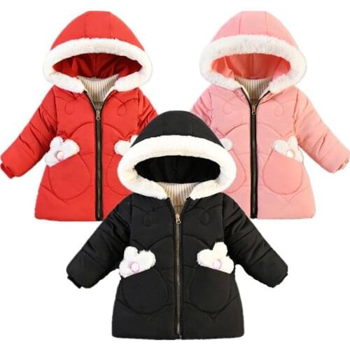2021 Autumn Winter Baby Girls Jacket Kids Thicken Coat Warm Hoodie Girl Clothes Infant Childrens Clothing For Plus velvet Parka