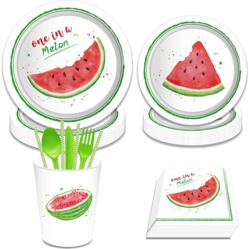 Summer Watermelon Dinner Plates Party Decoration Baby Shower Disposable Tableware Sets Kids Watermelon Birthday Party Favors