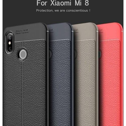 HereCase For Fashion Lichee Pattern Shock Proof Soft 5.88"For Xiaomi Mi 8 Case For Xiaomi Mi 8 Mi8 Cell Phone Case Cover