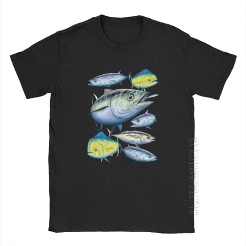 Tuna And Mahi Mahi T Shirts For Men Marine Art Gamefish Fish Vintage Tees Crewneck 100% Cotton Funny Tops Graphic T Shirt