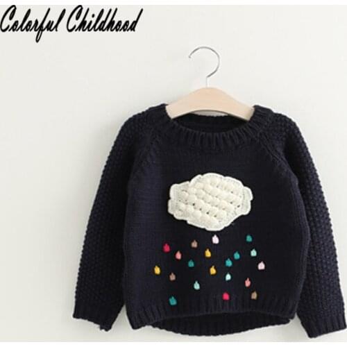 Girls Clothing Winter Pullover Children Sweaters Cartoon Cloud Long Sleeve Outerwear O-neck Kids tops Knitwear 3-7Y Xmas Gift