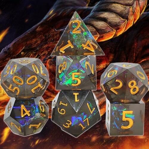 Resin cube dice, D20 dice, DND polyhedron dice, D&D dice, RPG dice set