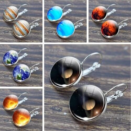 Full Moon Hook Earrings Solar System Planet Hook Earrings Galaxy Nebula Space Universe Earth Sun Mars Jupiter Saturn Earrings