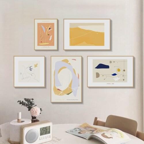 Modern simple Nordic abstract lines orange art poster living room decoration picture canvas painting core inkjet