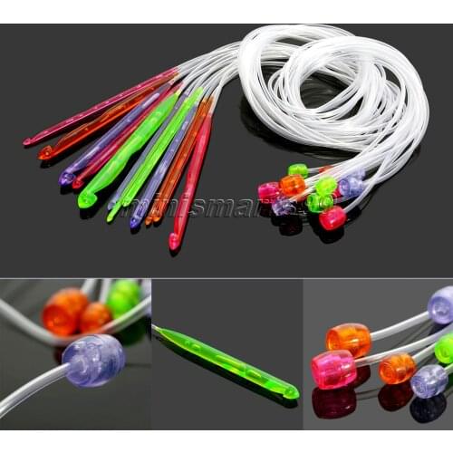 New 12pcs 48" Flexible Plastic Afghan Tunisian Knitting Needles Crochet Hooks Weave Needles Costura Sewing Tools Accessories