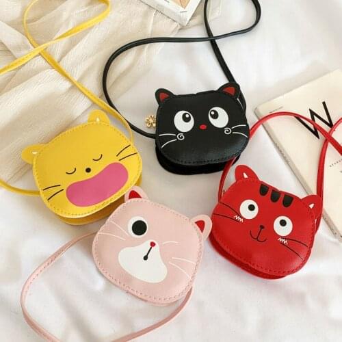 4 Colors New Fashion Children Girls PU Shoulder Bag Cute Cat Messenger Bag Kids Keys Coin Purse Cute Princess Mini Handbag