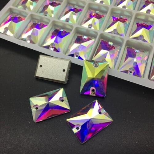 TopStone K9 Sew On #3250 Rectangle AB Crystal Stones Flatback 10x14 13x18 18x25 mm Glass Crystal jewelry Beads