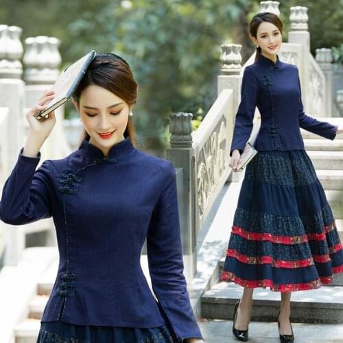 Traditional chinese blouse shirt tops women mandarin collar oriental shirts blouses female elegant cheongsam top vestido chino