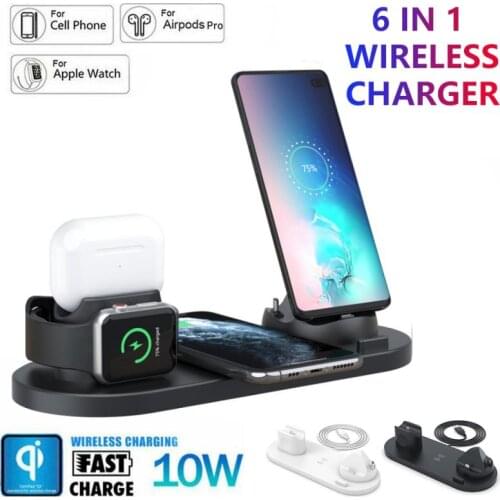 Universal 6-in-1 Charging Dock Mobile Wireless Charger For IPhone 11 Pro X XS Max XR Dock Iwatch Charger For Apple Portable Dock