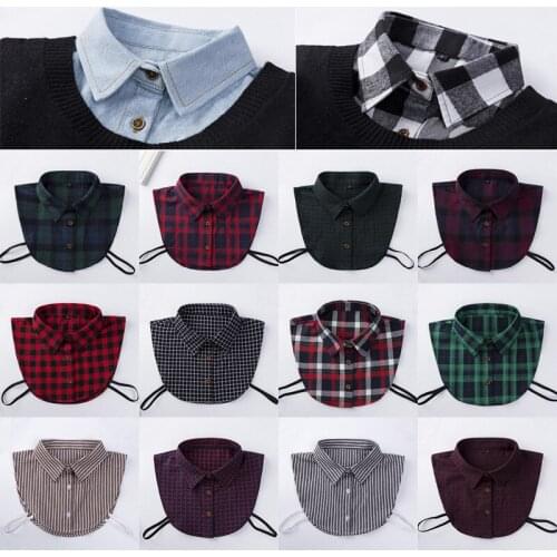 17 Styles Women Shirt Sweater Detachable Collar Cotton Plaid False Collar Fake Collar Lapel Blouse Tops Faux Col Nep Kraagje