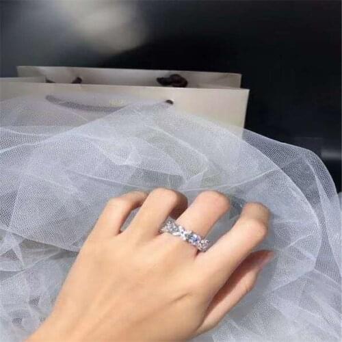 Womens noble fashion zircon flower ring S925 sterling silver high quality brand jewelry Valentines Day exquisite gift