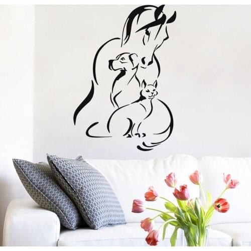 Animals Vinyl Wall Sticker Pet Horse Dog Cat Veterinary Animal Clinic Wall Decals Kids Bedroom Nursery Art Murals Decoration