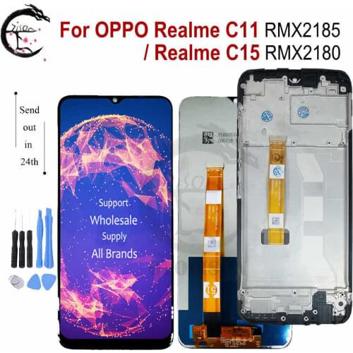 6.5" LCD With Frame For OPPO Realme C11 RMX2185 LCD C15 RMX2180 Display Touch Screen Digitizer Sensor Assembly Replacement