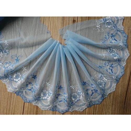 10Yards 18cm Wide Clothing Decoration Mesh Net Lace Trim Floral Applique Fabric Diy Skirt Trim Accessory High Quality