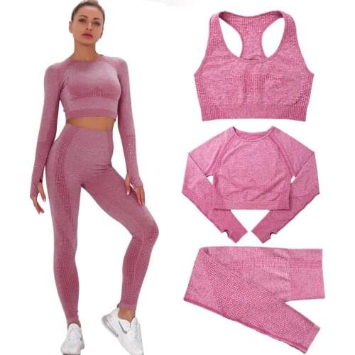 2-3pcs Seamless Yoga Set Women Gym Fitness Yoga Clothing Sports Wear Female Workout Leggings&Top Yoga Suit Training Tights Wear