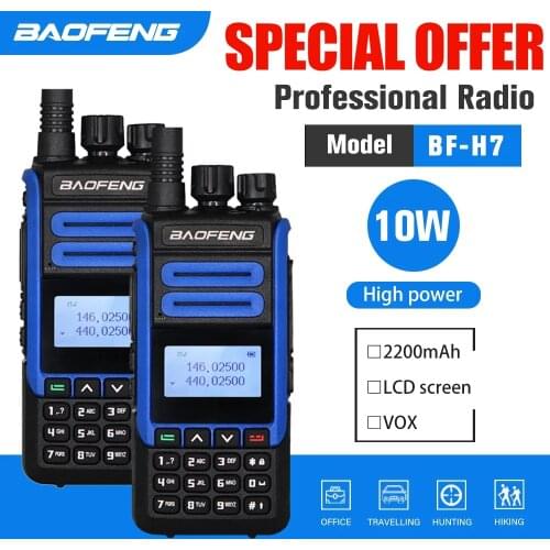 2pcs High Power 10W Baofeng BF-H7 Walkie Talkie Portable Dual Band FM Transceiver Two Way CB Radio For Professional Hunting