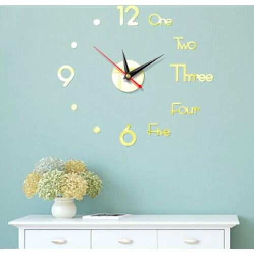 2021 Fashion Diy Mute Wall Clock 3D Mirror Surface Acrylic Sticker Home Office Decor Wall Stickers for Kid Living Room Decor