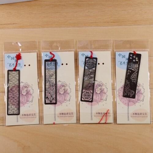 4pcs/lot Chinese Classical Style Bookmark Merlin Bamboo Chrysanthemum Plum Orchid Flowers Metal Book Marks