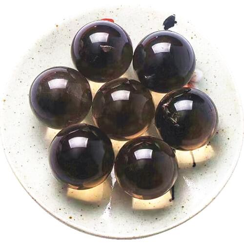 5Pcs Smoke Brown Healing Stone Lucky Ball Natural Quartz Crystal