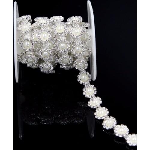 5Yards Pearls Crystal Brass Rhinestone Strass Chains Rhinestone Cup Chains