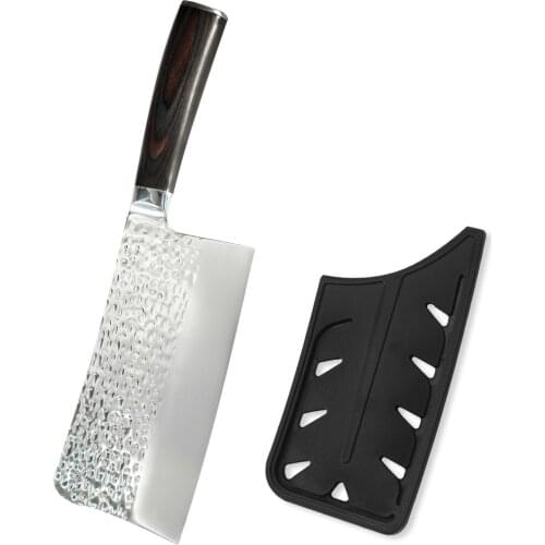 7 Inch Kitchen Cleaver Knife 7CR17 Stainless Steel Hammer Blade Chinese Chef Knife Meat Slicing Vegetable Knife With Knife Cover
