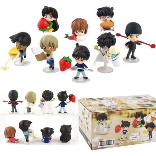 8pcs/set 4cm--6.5cm Anime Detective Conan Angel Kudou Shinichi Kaitou Kiddo PVC Doll Figure Toy Mini Dolls