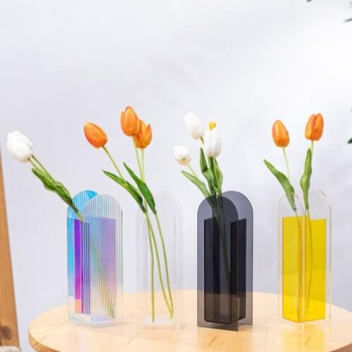 Acrylic Flower Vase For Home Decor Glass Vase Flower Terrarium Plants Table Ornaments Dried Flower Vase Nordic