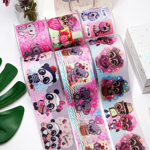 DIY Cartoon Animal Printed Grosgrain Ribbon For Craft Supplies Sewing Accessories 5 Yards. 32915