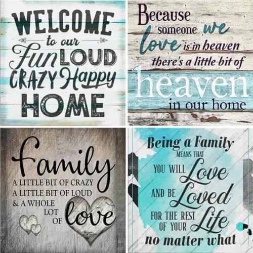 Black Board Diamond Embroidery Family Letter Home Diamand Painting Complet Daimond Mosaic Hobby Rhinestone Picture Wall Stickers