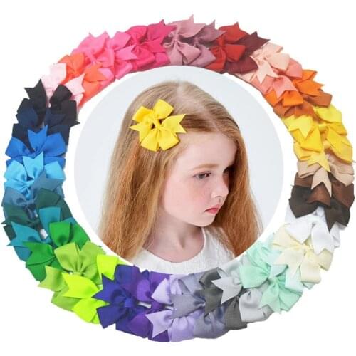 40pcs/lot 3" Grosgrain Ribbon Hair Bow WITH Clip Little Girl Fashion Hairpin 40 Colors for Choose Knot Photography Props FC11