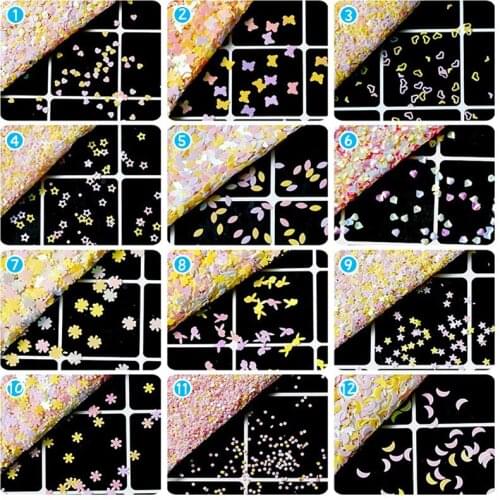 12 Bags Sequin Glitter Filler Toys For Fluffy Slime Foam Modeling Clay Plasticine DIY Kit Slime Accessories