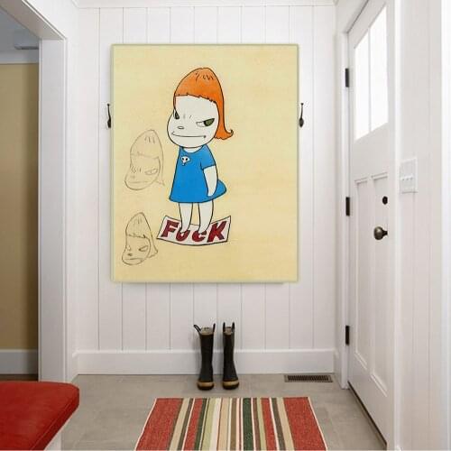 Citon Yoshitomo Nara《On the F-word》Canvas Art Oil painting Artwork Poster Picture Modern Wall decor Home Living room Decoration