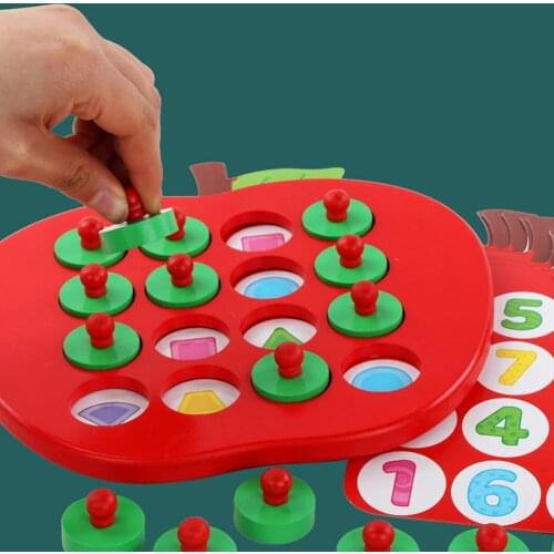 Wooden Apple Board 3D Puzzle Memory Matching Chess Game Educational Kids Toy Development of intellectual toys gifts