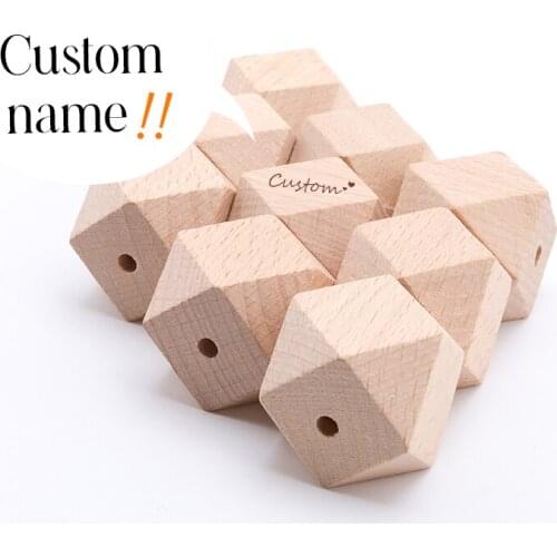 10mm-20mm 100pcs Wood Beads Baby Teether DIY For Nursing Necklace Custom Personalised Name Gifts Wooden Blank Childrens goods