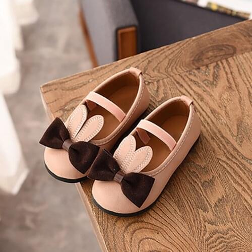 Childrens Leather Shoes 2021 New Girls Flats Shoes Casual Princess Rabbit Cute Pattern Outdoor Summer Walking Shoes