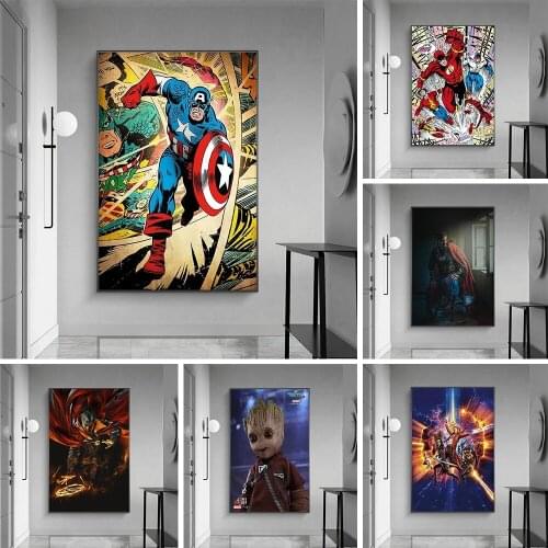 Disney Marvel Superhero Posters Avengers Heroes Movie Posters Home Childrens Room Decoration Frameless Canvas Cuadros Decor