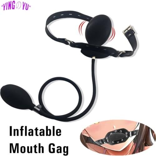 Flirting Inflatable Mouth Gag Dildo Plug PU Leather Band Sex Toys for Couples BDSM Restraints Slave Oral Fixation Adult Games 18