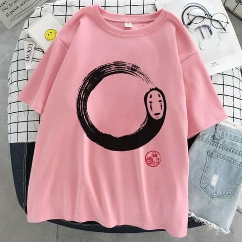 Spirited Away No Face Man Graphic Print T-shirt Women Harajuku Aesthetic Pink Tops Tshirt 2021 New Summer Fashion Female T Shirt