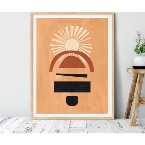 Geometric Abstract Print Mid-Century Decor Beige Color Arch Scandinavian Poster Wall Art Canvas Painting Wall Picture Home Decor