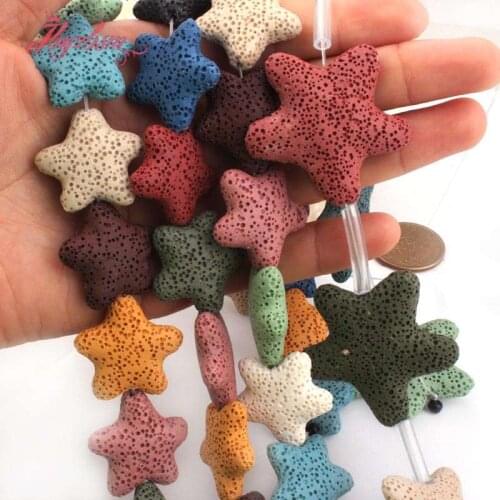 38mm 24mm Star Smooth Multicolor Lava Rock Beads Natural Stone Beads For DIY Necklace Bracelats Jewelry Making 15" Free Shipping